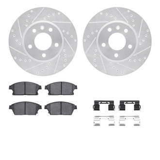 R1 Concepts® - Drilled and Slotted Front Brake Kit with Semi-Metalic Pads