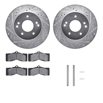 R1 Concepts® - Drilled and Slotted Rear Brake Kit with Semi-Metalic Pads