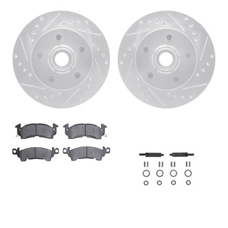 R1 Concepts® - Drilled and Slotted Front Brake Kit with Semi-Metalic Pads