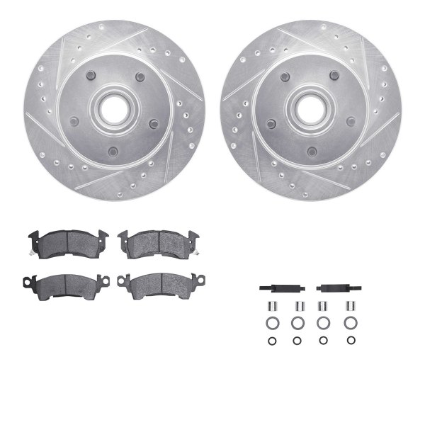  R1 Concepts® - Drilled and Slotted Front Brake Kit with Semi-Metalic Pads