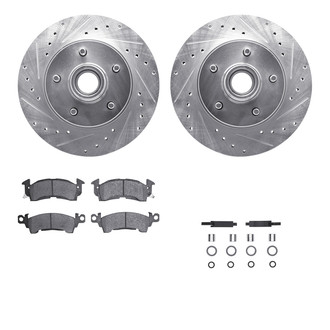R1 Concepts® - Drilled and Slotted Front Brake Kit with Semi-Metalic Pads