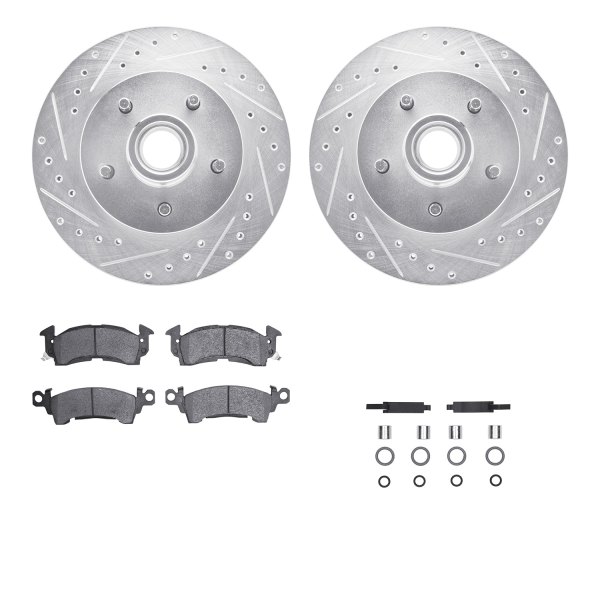  R1 Concepts® - Drilled and Slotted Front Brake Kit with Semi-Metalic Pads