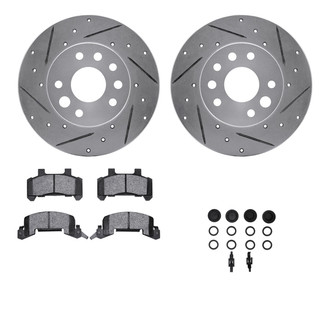 R1 Concepts® - Drilled and Slotted Front Brake Kit with Semi-Metalic Pads