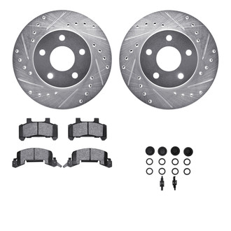 R1 Concepts® - Drilled and Slotted Front Brake Kit with Semi-Metalic Pads