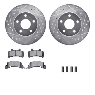 R1 Concepts® - Drilled and Slotted Front Brake Kit with Semi-Metalic Pads