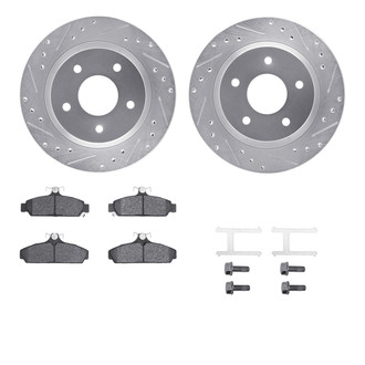 R1 Concepts® - Drilled and Slotted Front Brake Kit with Semi-Metalic Pads