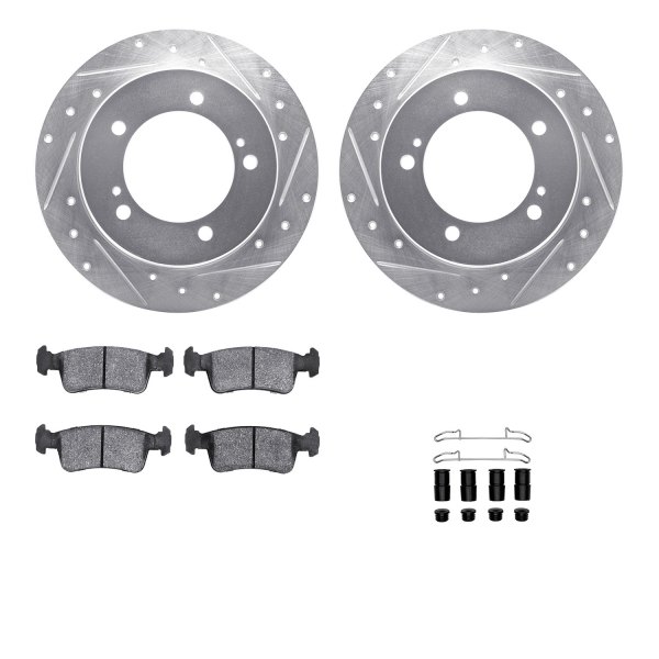  R1 Concepts® - Drilled and Slotted Front Brake Kit with Semi-Metalic Pads