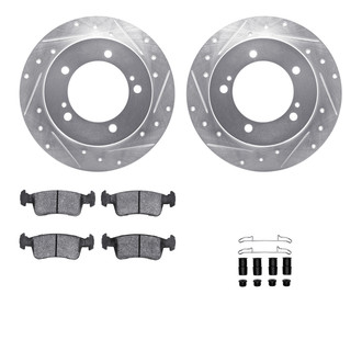 R1 Concepts® - Drilled and Slotted Front Brake Kit with Semi-Metalic Pads