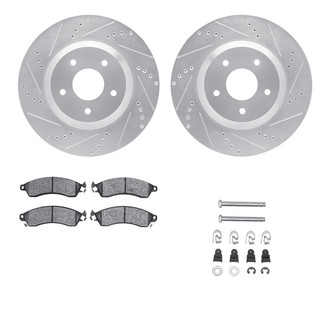 R1 Concepts® - Drilled and Slotted Front Brake Kit with Semi-Metalic Pads