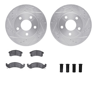R1 Concepts® - Drilled and Slotted Front Brake Kit with Semi-Metalic Pads