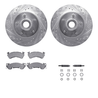 R1 Concepts® - Drilled and Slotted Front Brake Kit with Semi-Metalic Pads