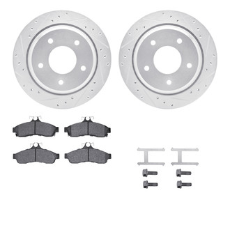 R1 Concepts® - Drilled and Slotted Rear Brake Kit with Semi-Metalic Pads