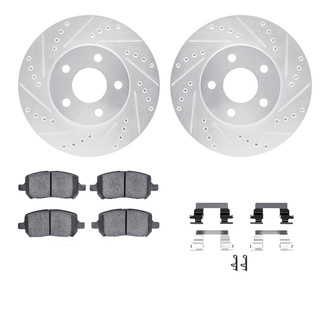 R1 Concepts® - Drilled and Slotted Front Brake Kit with Semi-Metalic Pads