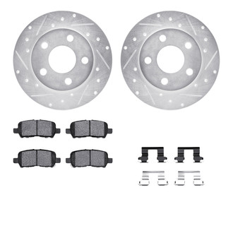 R1 Concepts® - Drilled and Slotted Rear Brake Kit with Semi-Metalic Pads