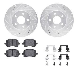 R1 Concepts® - Drilled and Slotted Front Brake Kit with Semi-Metalic Pads