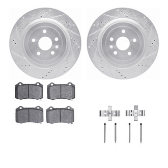 R1 Concepts® - Drilled and Slotted Rear Brake Kit with Semi-Metalic Pads