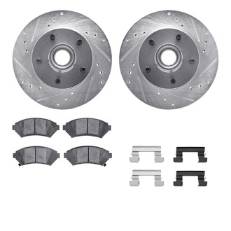 R1 Concepts® - Drilled and Slotted Front Brake Kit with Semi-Metalic Pads