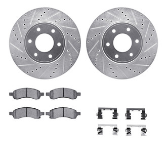 R1 Concepts® - Drilled and Slotted Front Brake Kit with Semi-Metalic Pads