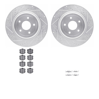 R1 Concepts® - Drilled and Slotted Rear Brake Kit with Semi-Metalic Pads