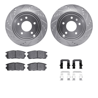R1 Concepts® - Drilled and Slotted Rear Brake Kit with Semi-Metalic Pads