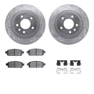 R1 Concepts® - Drilled and Slotted Rear Brake Kit with Semi-Metalic Pads