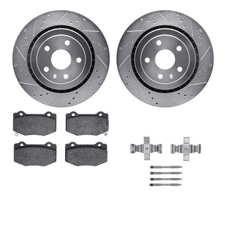 R1 Concepts® - Drilled and Slotted Rear Brake Kit with Semi-Metalic Pads