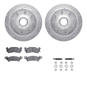 R1 Concepts® - Drilled and Slotted Front Brake Kit with Semi-Metalic Pads