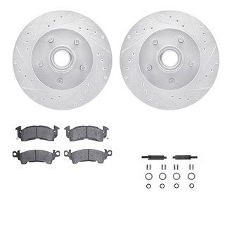 R1 Concepts® - Drilled and Slotted Front Brake Kit with Semi-Metalic Pads