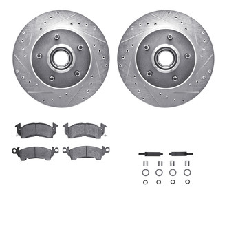 R1 Concepts® - Drilled and Slotted Front Brake Kit with Semi-Metalic Pads
