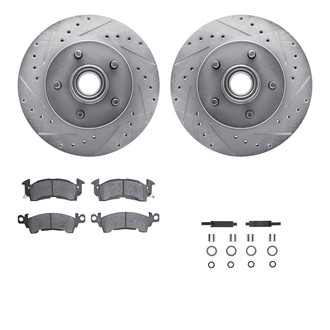 R1 Concepts® - Drilled and Slotted Front Brake Kit with Semi-Metalic Pads