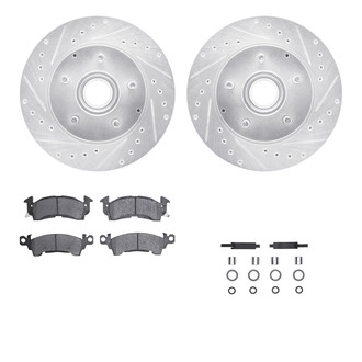R1 Concepts® - Drilled and Slotted Front Brake Kit with Semi-Metalic Pads