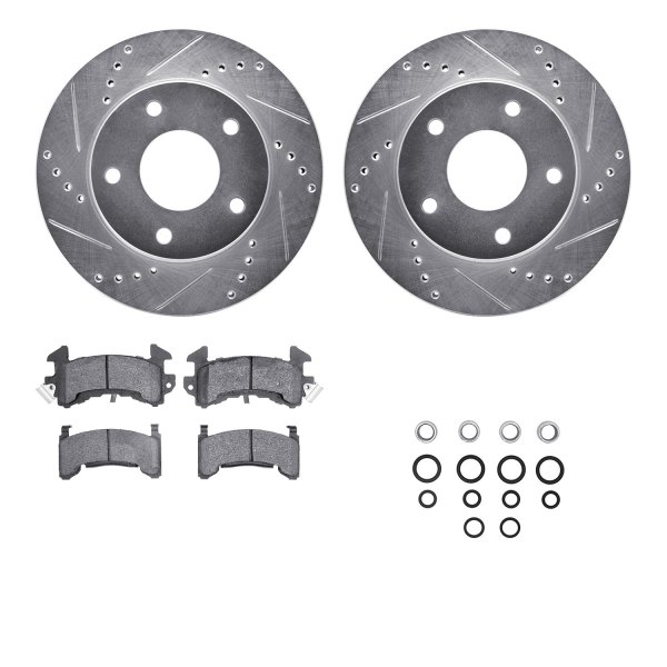  R1 Concepts® - Drilled and Slotted Rear Brake Kit with Semi-Metalic Pads