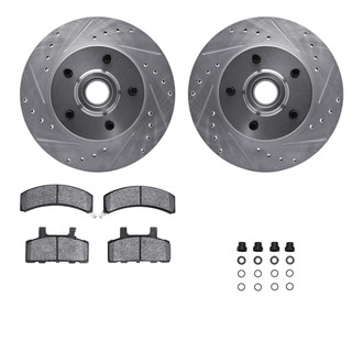 R1 Concepts® - Drilled and Slotted Front Brake Kit with Semi-Metalic Pads