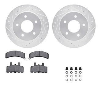 R1 Concepts® - Drilled and Slotted Front Brake Kit with Semi-Metalic Pads