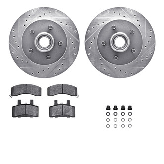 R1 Concepts® - Drilled and Slotted Front Brake Kit with Semi-Metalic Pads