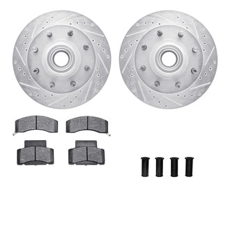 R1 Concepts® - Drilled and Slotted Front Brake Kit with Semi-Metalic Pads