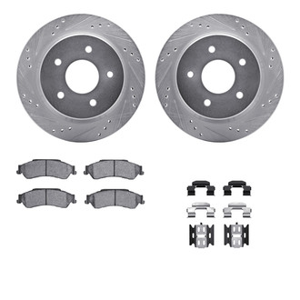 R1 Concepts® - Drilled and Slotted Rear Brake Kit with Semi-Metalic Pads