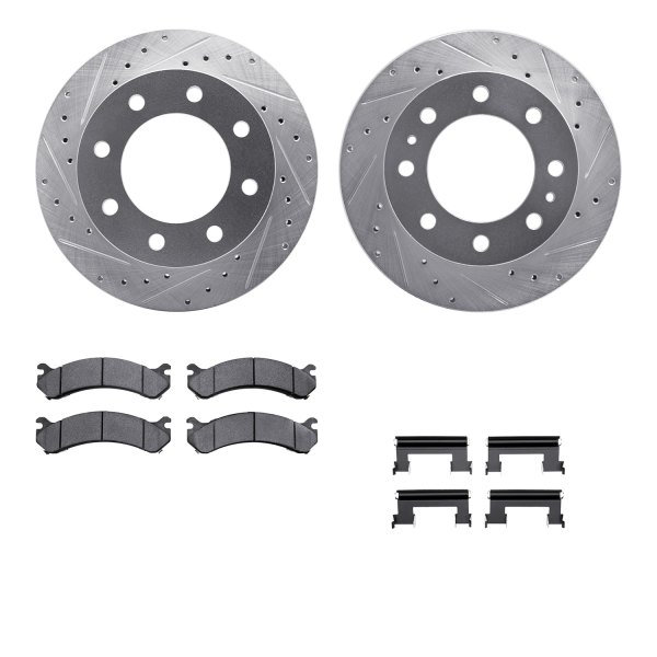  R1 Concepts® - Drilled and Slotted Front Brake Kit with Semi-Metalic Pads