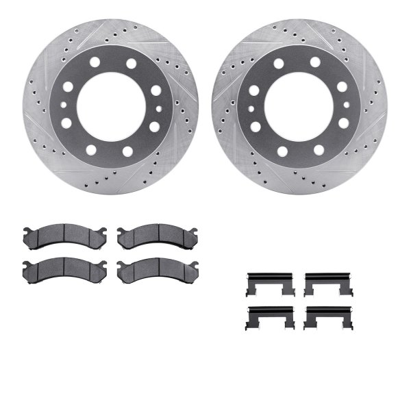  R1 Concepts® - Drilled and Slotted Front Brake Kit with Semi-Metalic Pads