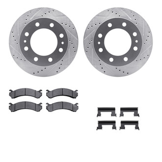 R1 Concepts® - Drilled and Slotted Front Brake Kit with Semi-Metalic Pads