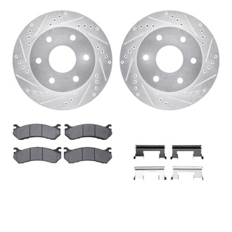R1 Concepts® - Drilled and Slotted Brake Kit with Semi-Metalic Pads