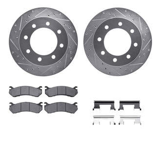 R1 Concepts® - Drilled and Slotted Rear Brake Kit with Semi-Metalic Pads