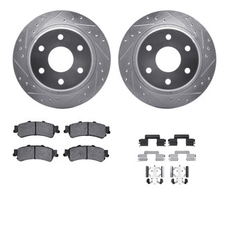 R1 Concepts® - Drilled and Slotted Rear Brake Kit with Semi-Metalic Pads