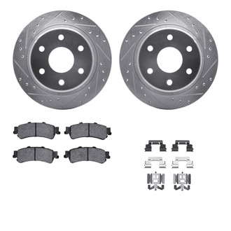 R1 Concepts® - Drilled and Slotted Rear Brake Kit with Semi-Metalic Pads