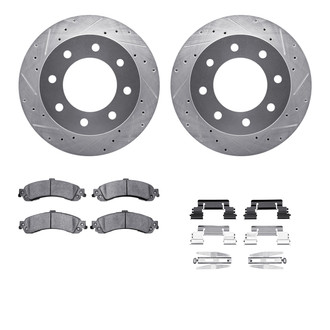 R1 Concepts® - Drilled and Slotted Rear Brake Kit with Semi-Metalic Pads