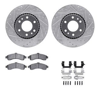 R1 Concepts® - Drilled and Slotted Front Brake Kit with Semi-Metalic Pads