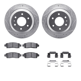 R1 Concepts® - Drilled and Slotted Rear Brake Kit with Semi-Metalic Pads