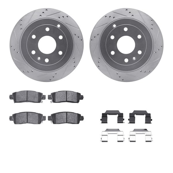  R1 Concepts® - Drilled and Slotted Rear Brake Kit with Semi-Metalic Pads