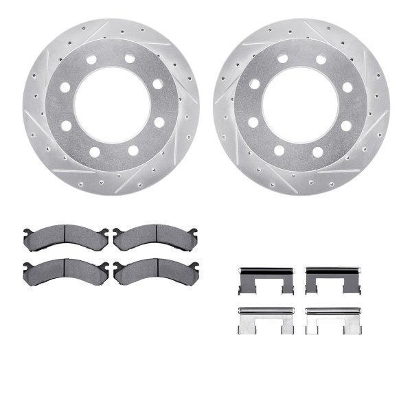  R1 Concepts® - Drilled and Slotted Rear Brake Kit with Semi-Metalic Pads