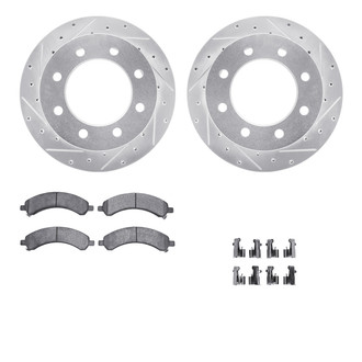 R1 Concepts® - Drilled and Slotted Rear Brake Kit with Semi-Metalic Pads